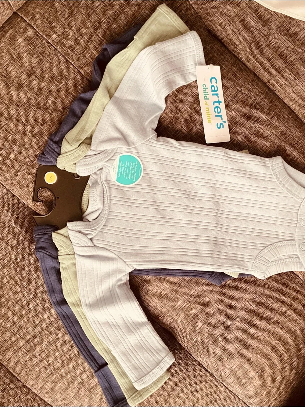 Carter's 🆕 Child of Mine Ribbed Infant Onesies  in Light Blue, Navy & Sage Green